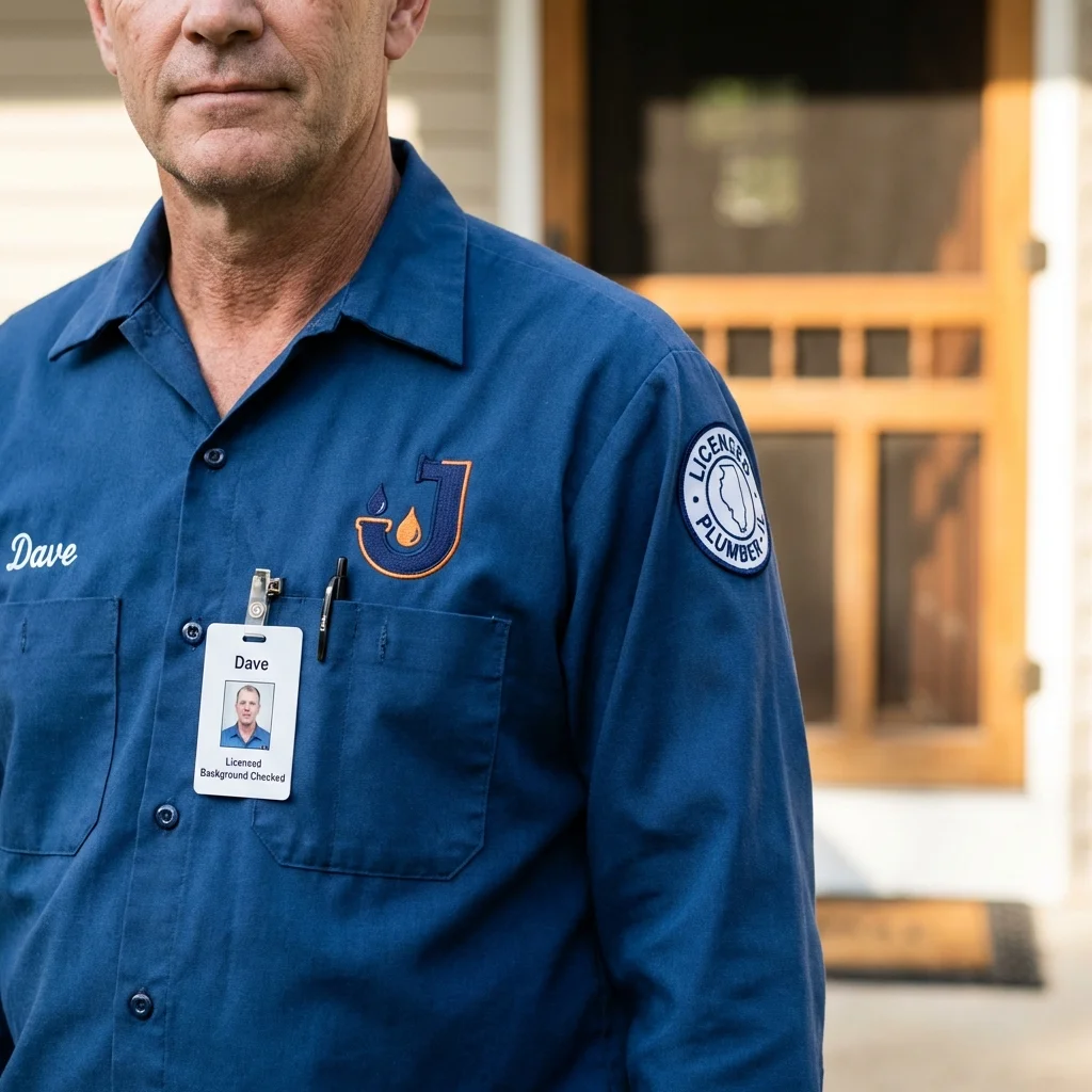 Licensed plumber showing ID badge in Chappell, NE