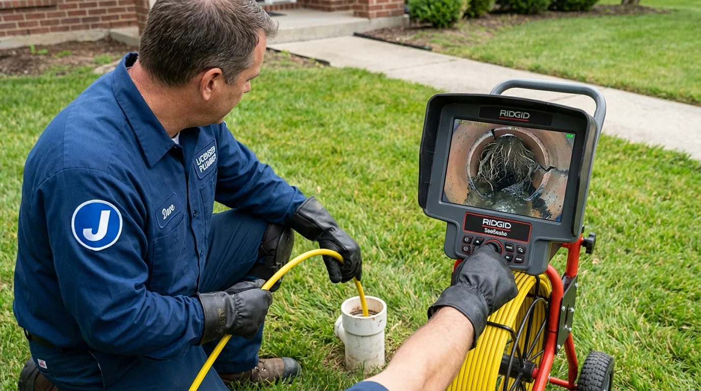 Sewer camera inspection being performed by Johns Plumbing LLC in Chappell
